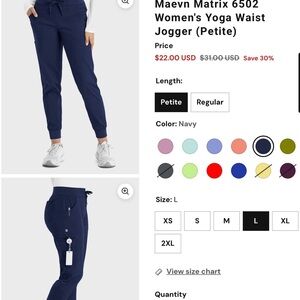 Navy Women's Yoga Waist Joggers with Drawstring scrubs